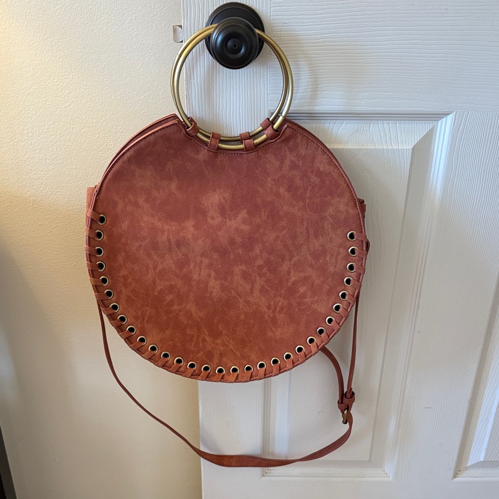 Anthropologie Circular Brown Crossbody Bag